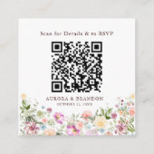 Trouwdetails & RSVP QR-code voor wilde bloementuin Informatiekaartje (Achterkant)