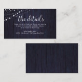 Trouwdetails Rustiek Hout Trouwen Marine Blauw Informatiekaartje (Voorkant / Achterkant)