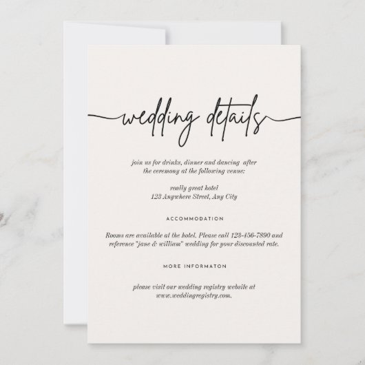 Trouwdetails Sjabloon Kaart Uitnodiging (Voorkant)