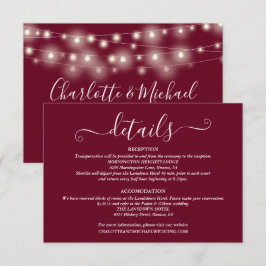 Trouwdetails Spring Lights Script Burgundy Informatiekaartje