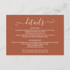 Trouwdetails Spring Lights Script Terracotta Informatiekaartje