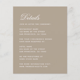 Trouwdetails Taupe Eenvoudige Budget Bijlagekaart