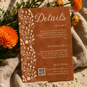 Trouwdetails Terracotta Bloemen QR-code Informatiekaartje