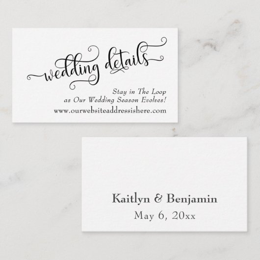 Trouwdetails Typografie behuizing Kaarten (Voorkant / Achterkant)