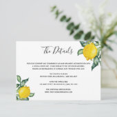 Trouwdetails van citroenen insteekkaart informatiekaartje (Staand voorkant)