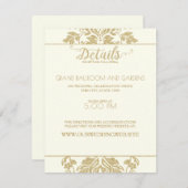 Trouwdetails van ivoor en goud damast kaart (Voorkant / Achterkant)