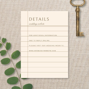 Trouwdetails van vintage bibliotheek checkout neut informatiekaartje
