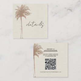 Trouwdetails van Vintage Brown Palm Tree Beach Vierkante Visitekaartje