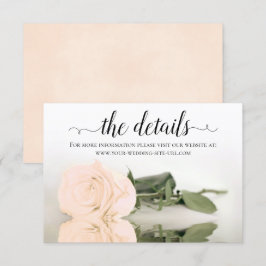 Trouwdetails Website met reflecterende perzikroos Informatiekaartje