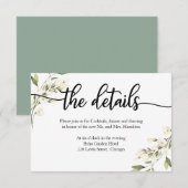 Trouwdetails White Cream Floral RSVP-kaart RSVP Kaartje (Voorkant / Achterkant)