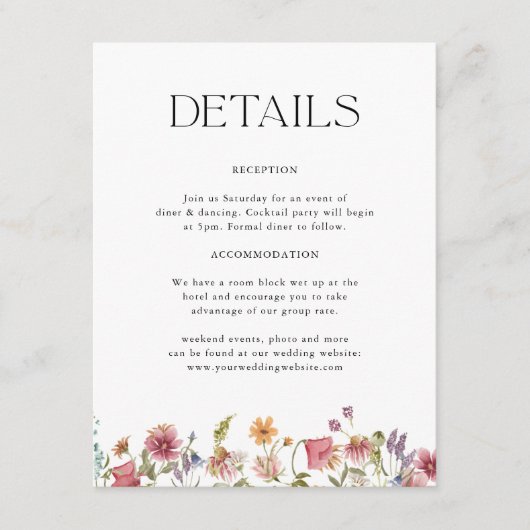Trouwdetails Wilde Bloementuin Informatiekaartje (Voorkant)