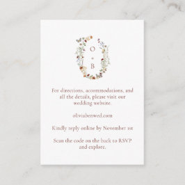 Trouwdetails Wildflower Monogram QR-code Inzetstuk Informatiekaartje