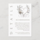 Trouwdetails - Witte bloemen met een hart Informatiekaartje (Achterkant)