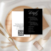 Trouwdetails Zwart-wit QR-code RSVP Informatiekaartje