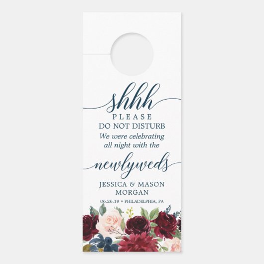 Trouwdeurhanger - Niet storen - Bourgogne Deurhanger (Voorkant)