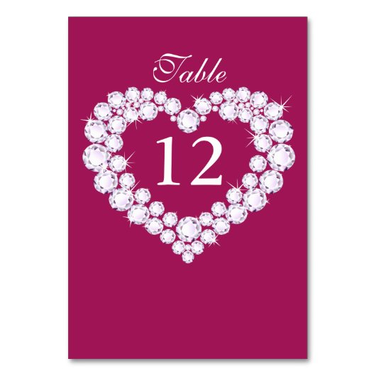 Trouwdiamant hart roze tafel nummers kaart (Achterkant)