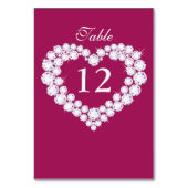 Trouwdiamant hart roze tafel nummers kaart (Voorkant)
