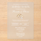 Trouwdiamanten ring acryl acryl uitnodigingen (Voorkant)