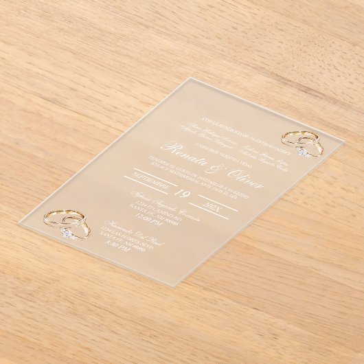 Trouwdiamanten ring acryl acryl uitnodigingen (Laagn)