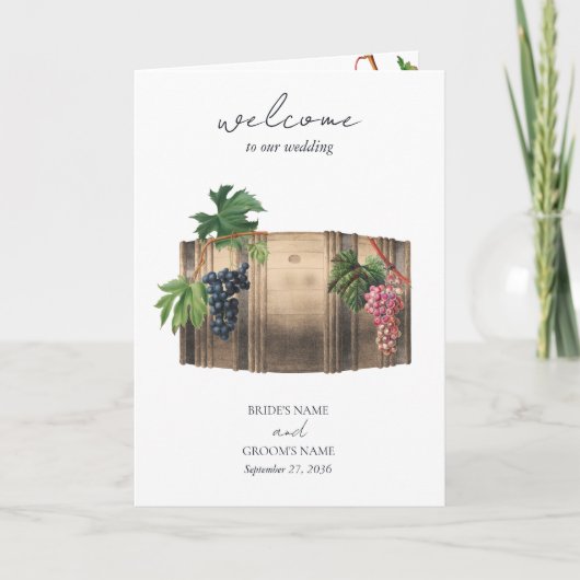 Trouwdienst Barrel Winery Wijngaard Volgorde van d Programma (Voorkant)