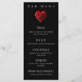 Trouwdiner en Bar Menu-Hartvormige Rode Rozen Menu (Achterkant)