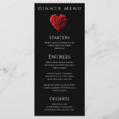 Trouwdiner en Bar Menu-Hartvormige Rode Rozen Menu (Voorkant)