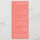 Trouwdiner en Bar Menu-Roze Koraal- Menu (Achterkant)