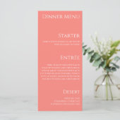 Trouwdiner en Bar Menu-Roze Koraal- Menu (Staand voorkant)