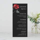 Trouwdiner en Bar Menu-Single Red Rose Menu (Staand voorkant)