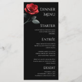 Trouwdiner en Bar Menu-Single Red Rose Menu (Voorkant)