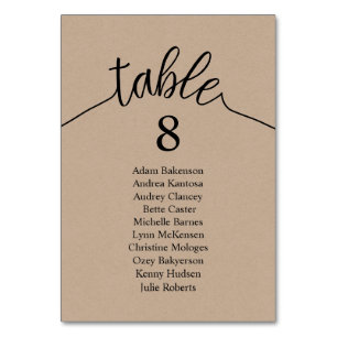 Trouwdiner Guest Table Chart, Brown Kraft Kaart