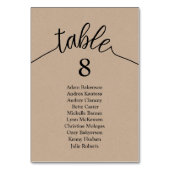 Trouwdiner Guest Table Chart, Brown Kraft Kaart (Achterkant)
