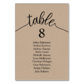 Trouwdiner Guest Table Chart, Brown Kraft Kaart (Voorkant)