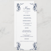 Trouwdiner Menu Kaarten | Navy Blue Damask Style (Voorkant / Achterkant)