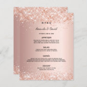 Trouwdiner menu roos gouden blush (Voorkant / Achterkant)