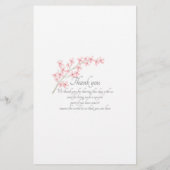 Trouwdiner Menu Roze Bloesem (Achterkant)