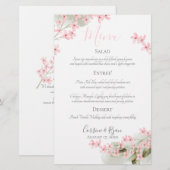 Trouwdiner Menu Roze Bloesem (Voorkant / Achterkant)
