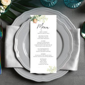 Trouwdiner Menu Waterverf Perzik Bloemen