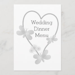 Trouwdiner Menu Zilveren Hart Vlinders