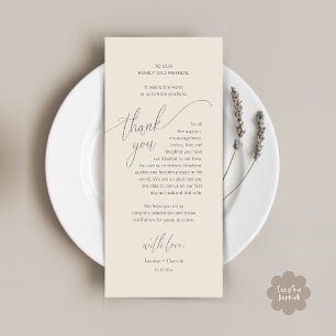 Trouwdiner plaats instelling moderne dank u kaart