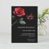 Trouwdiner repetitie-enkele rode roos- kaart (Staand voorkant)