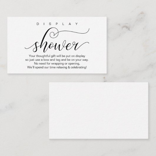 Trouwdisplay douche, modern romantisch informatiekaartje (Voorkant / Achterkant)