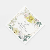 Trouwdouche | Gele pioenroos bloemen Servet (Hoek)