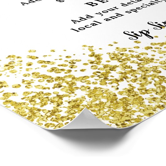 trouwdouche Menu Sign faux goudglitter Poster (Hoek)