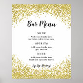 trouwdouche Menu Sign faux goudglitter Poster (Voorkant)
