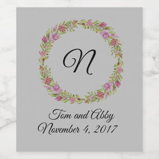 Trouwdouche Vrijgezellenfeest Monogram Wijn Etiket (Enkel label)