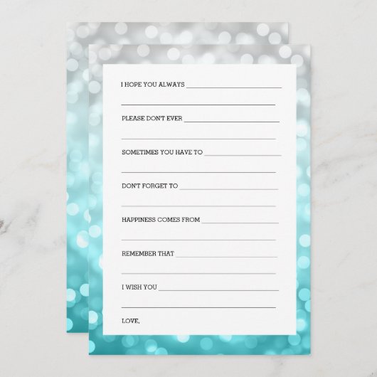 Trouwdouche Wensen Strand Ombre Glitter Lights Kaart (Voorkant / Achterkant)