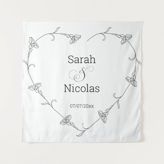 Trouwdouchewand poster gepersonaliseerd wandkleed (Voorkant)