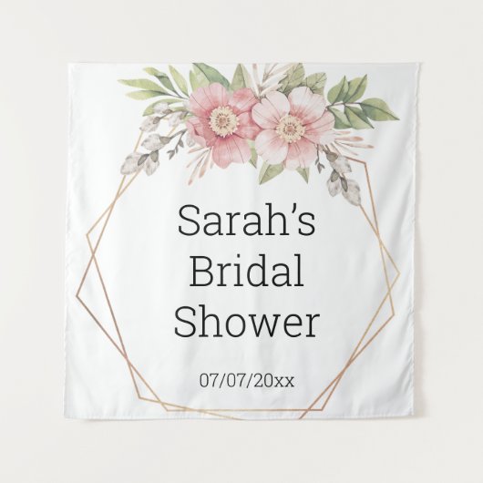 Trouwdouchewand poster gepersonaliseerd wandkleed (Voorkant)