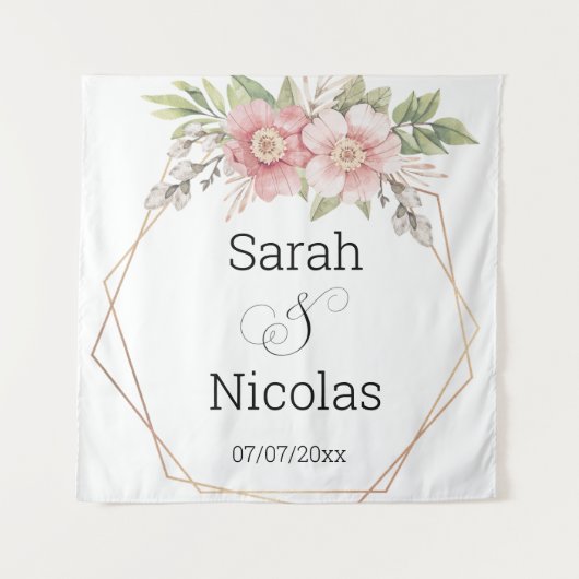 Trouwdouchewand poster gepersonaliseerd wandkleed (Voorkant)